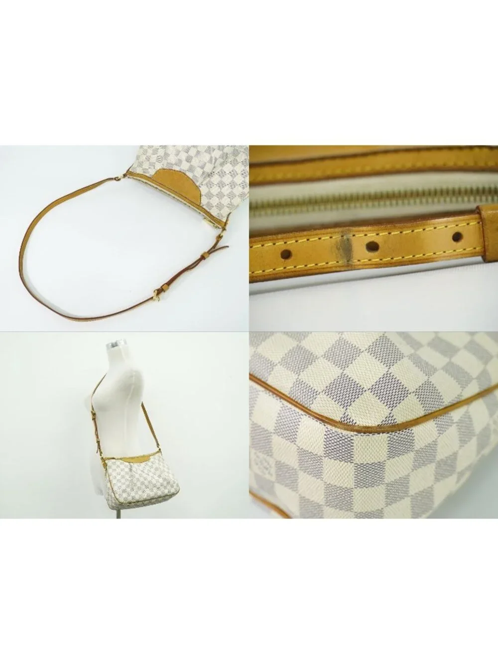 Louis Vuitton LV Siracusa PM Damier Azur Shoulder Bag Pochette White Gray